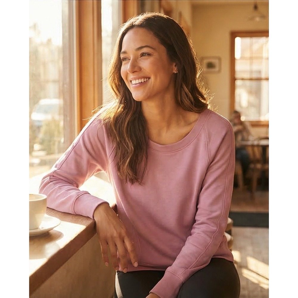 Athleta Seasoft SP‎ Scoop Neck Sweatshirt Dusty Rose Pink Modal Blend Athleisure